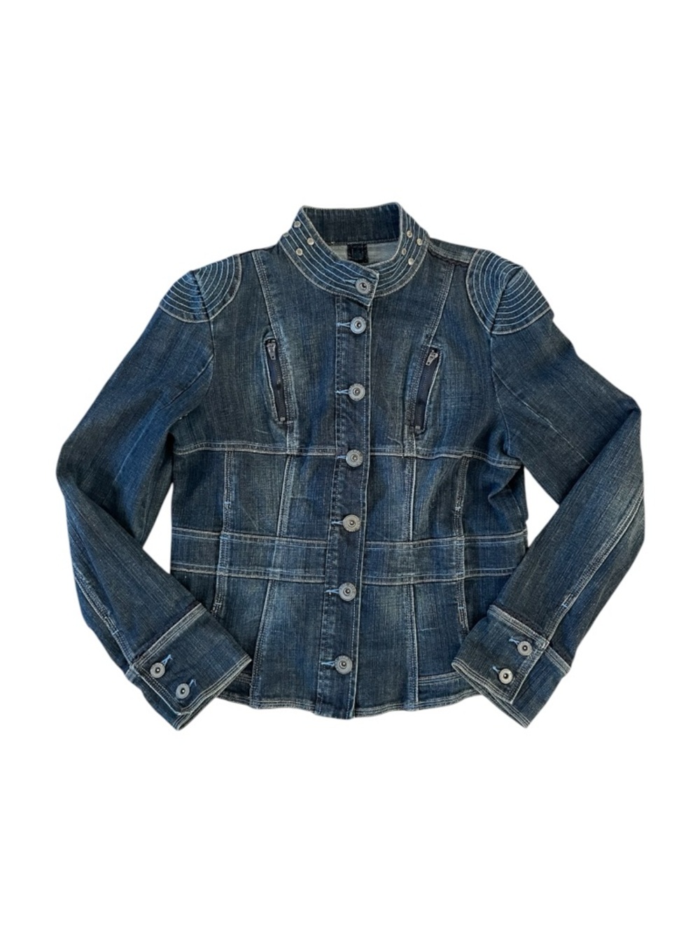 POINT ZERO Nicole Benisti Denim Jacket – Y2K Vintage - Corset Back 🔥